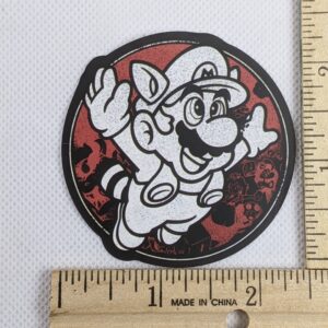 Black & White Mario Raccoon Vinyl Sticker