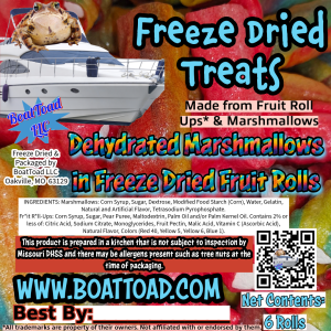 BoatToad Dehydrated Marshmallows in Freeze Dried Fruit Rolls — 6 piece crunchy sweet snack from St. Louis | BoatToad LLC Elevated STL treats